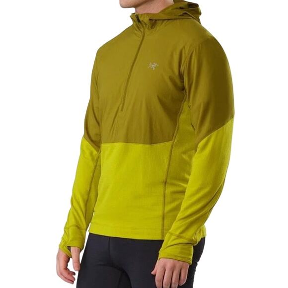 Arc’teryx Aptin Zip Hoody Half Zip Waffle Thermal Lined Mens Lrg Everglade Green - Picture 1 of 15